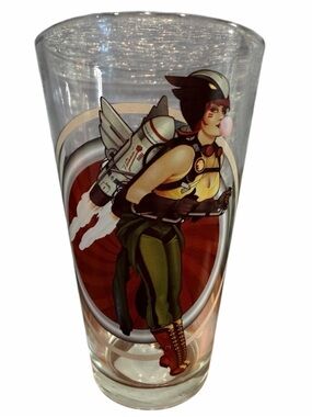 Hawk Girl DC Toon Tumblers Jetpack Pin-Up Pint Glass Bubblegum Red Oval Graphic